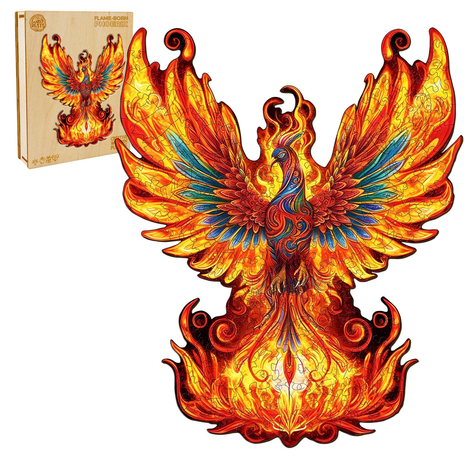 Flame-born Phoenix Wooden Jigsaw Puzzle
