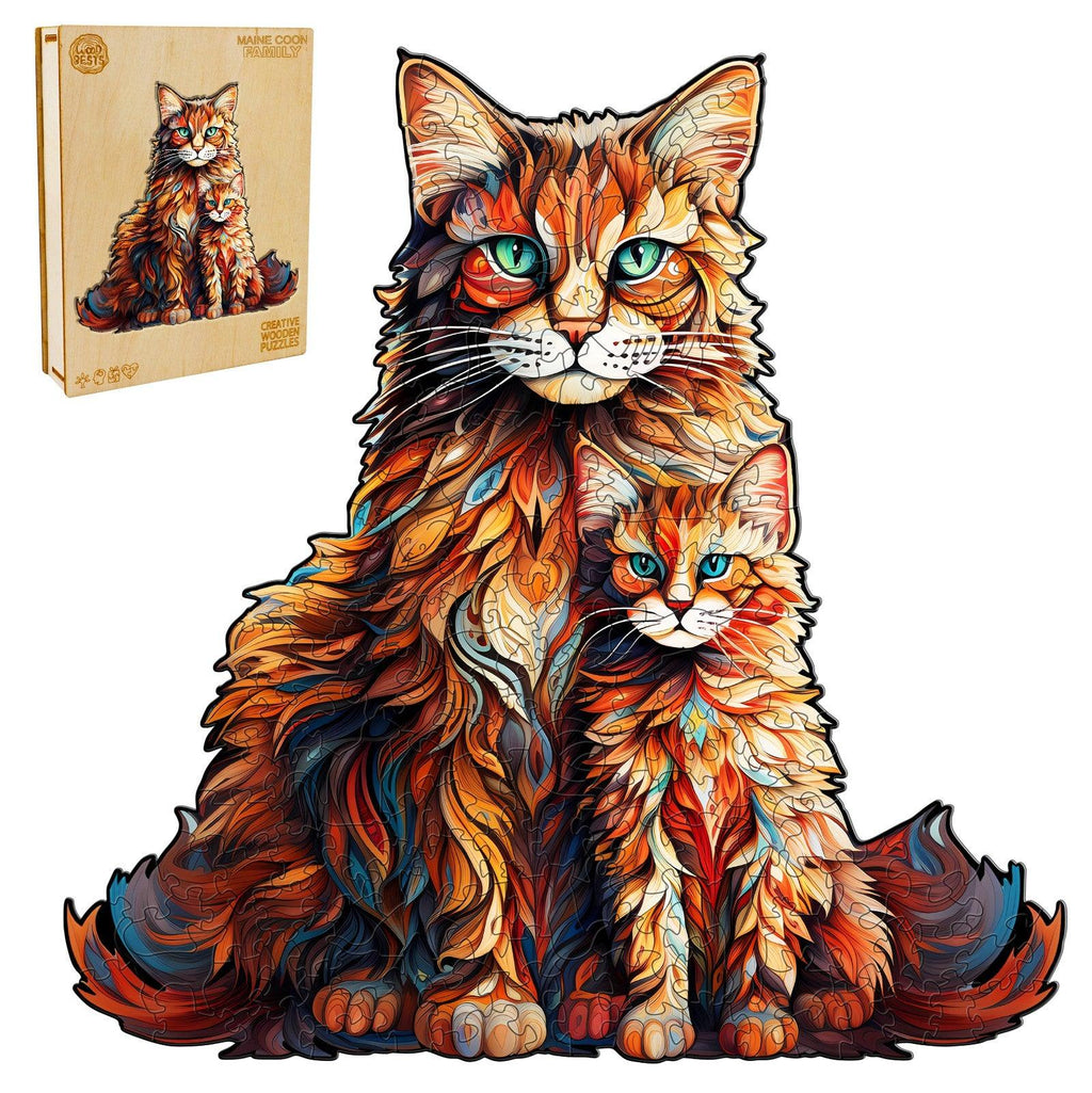 Maine Coon Family Wooden Jigsaw Puzzle