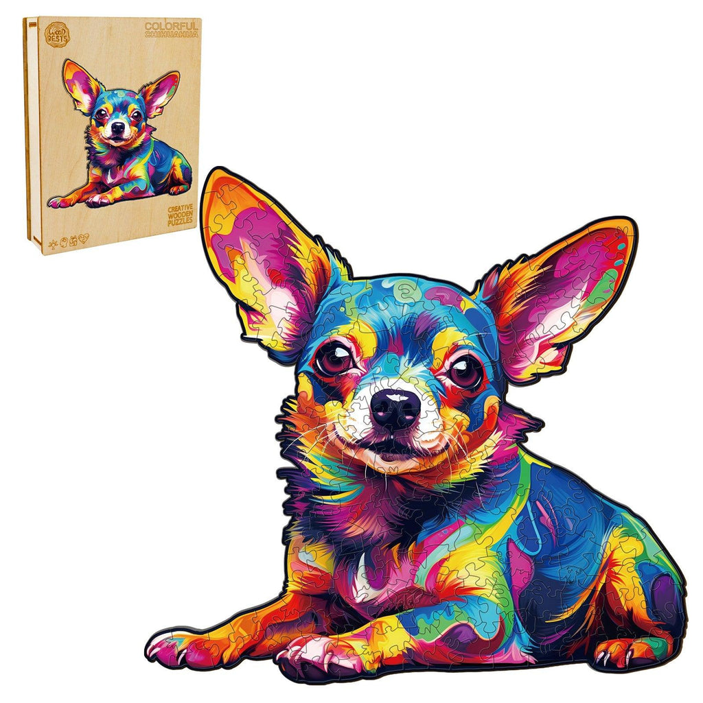 Colorful Chihuahua Wooden Jigsaw Puzzle