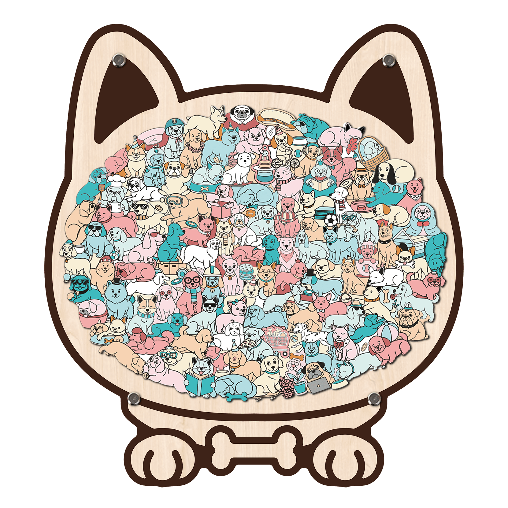 Morandi-Colored Cat/Dog Shaped Wooden Jigsaw Puzzle