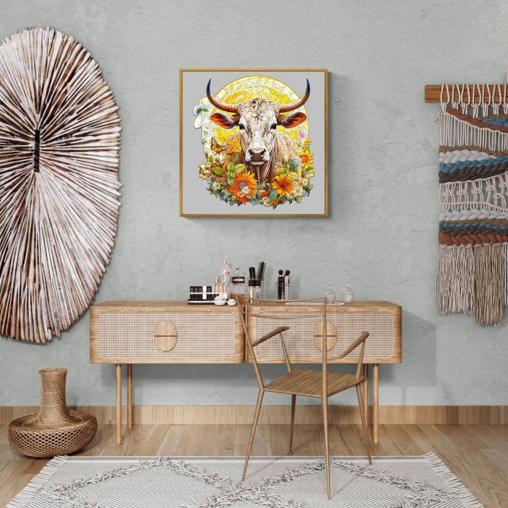 Cow and Flower Wooden Jigsaw Puzzle
