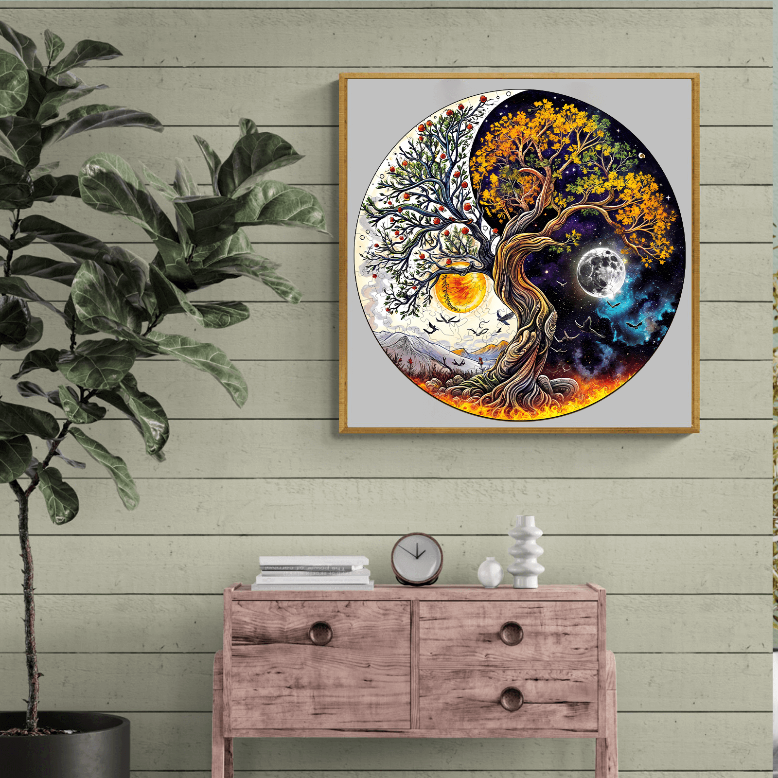 Sun and Moon Tree of Life Wooden Jigsaw Puzzle