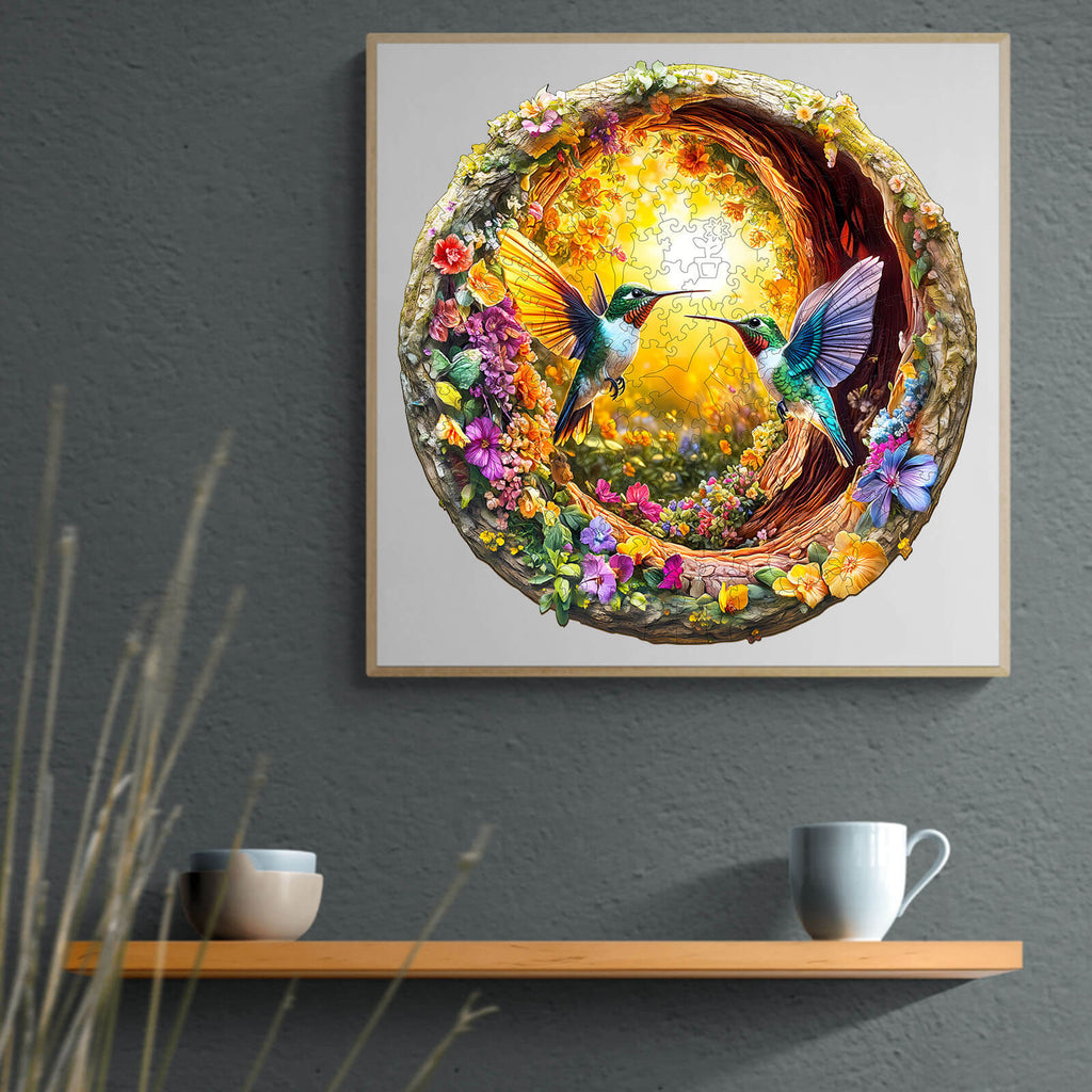3D Hummingbird in the Cave-2 Hummingbird Wooden Jigsaw Puzzle