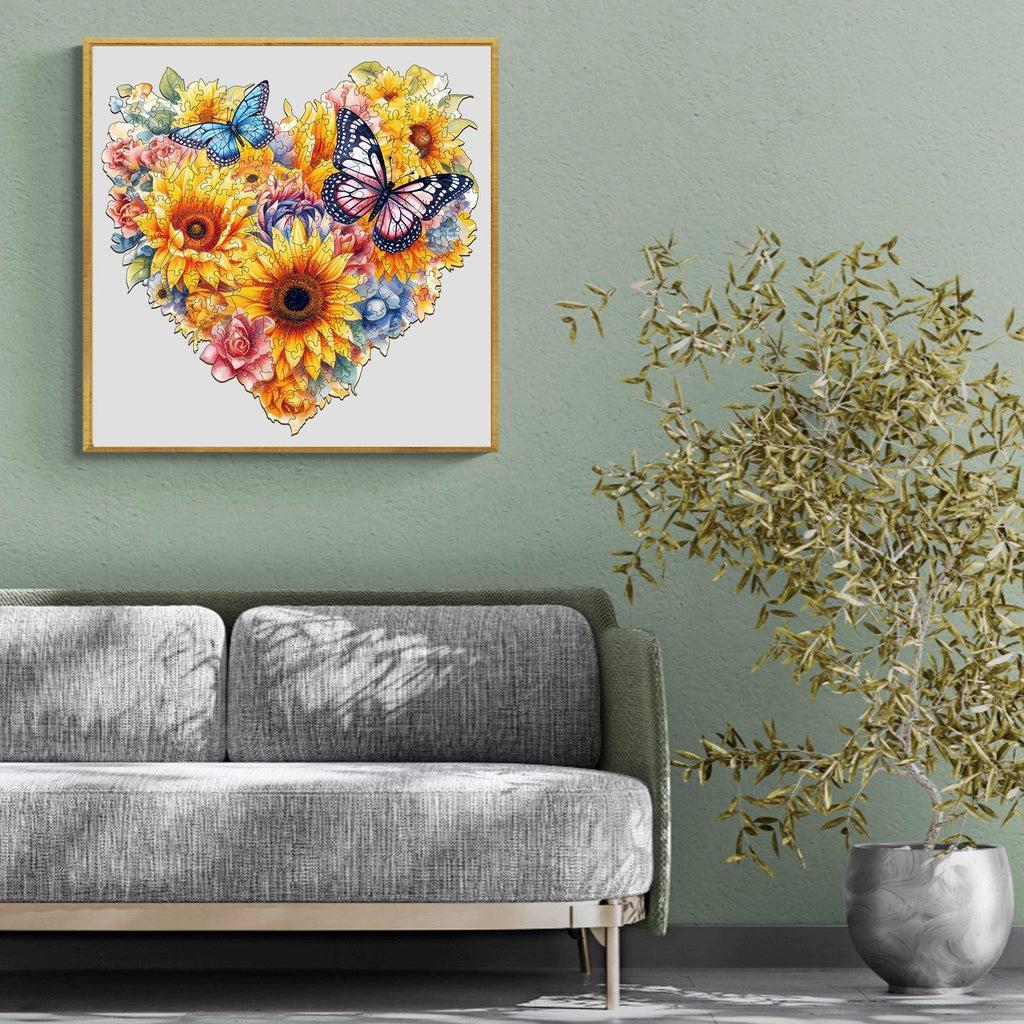 Sunflowers And Butterflies Wooden Jigsaw Puzzle