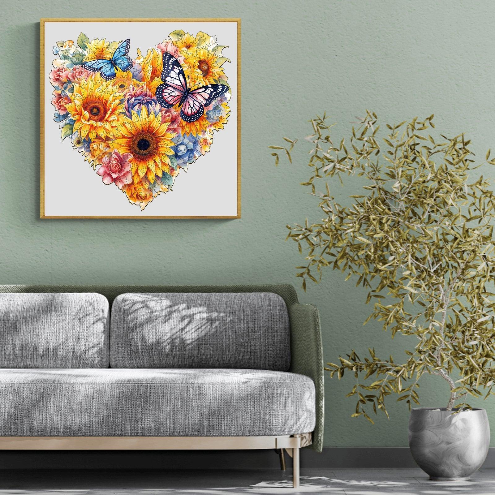 Sunflowers And Butterflies Wooden Jigsaw Puzzle