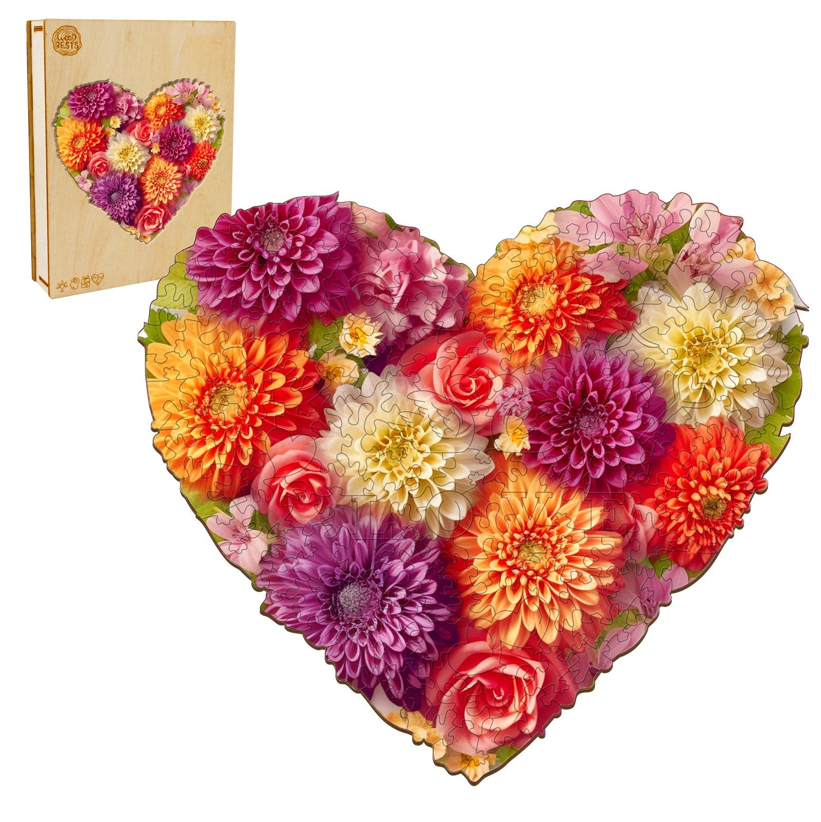 Flower Heart -2 Wooden Jigsaw Puzzle