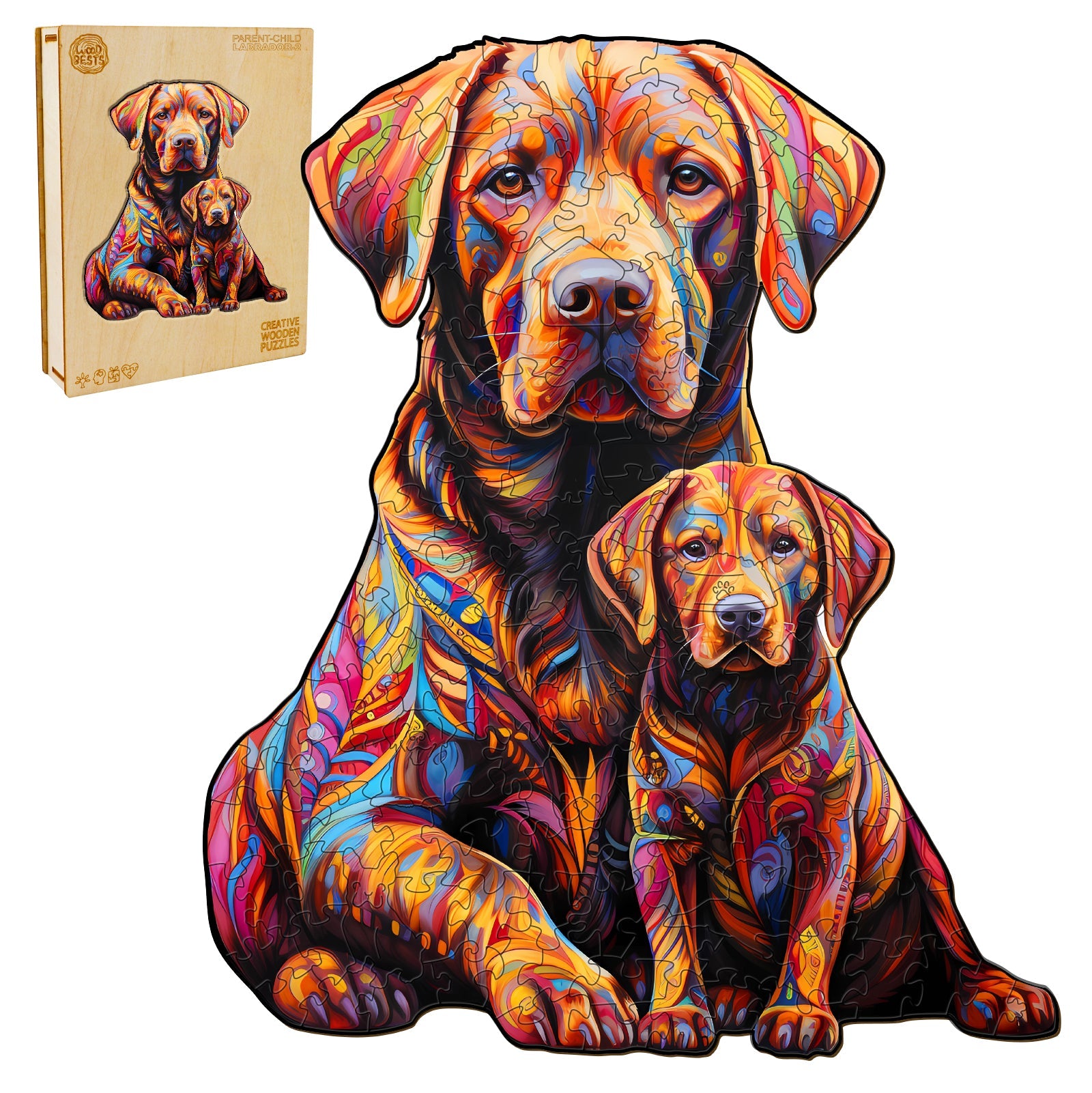 Parent-child Labrador-2 Wooden Jigsaw Puzzle