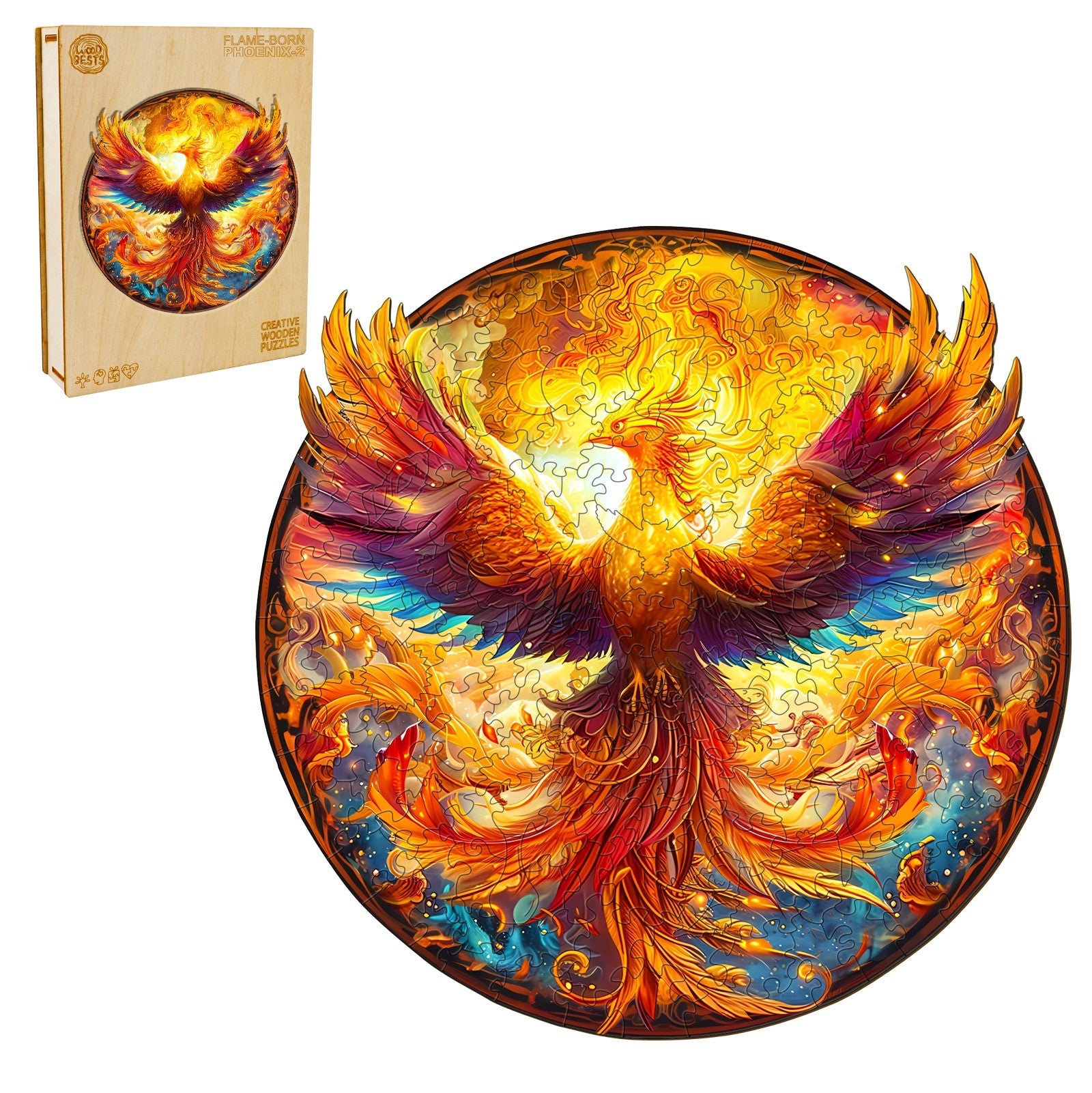 Flame-born Phoenix-2 Wooden Jigsaw Puzzle