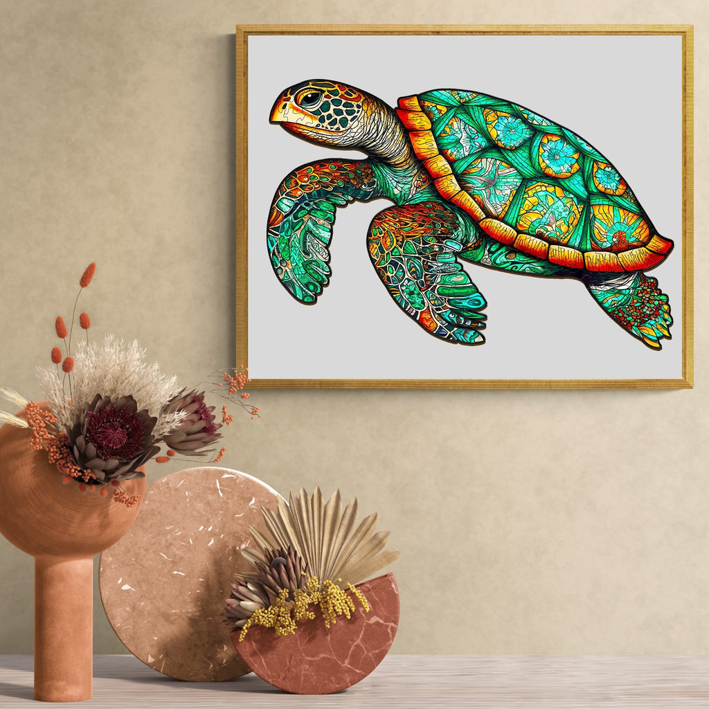 Mysterious Sea Turtle Wooden Jigsaw Puzzle
