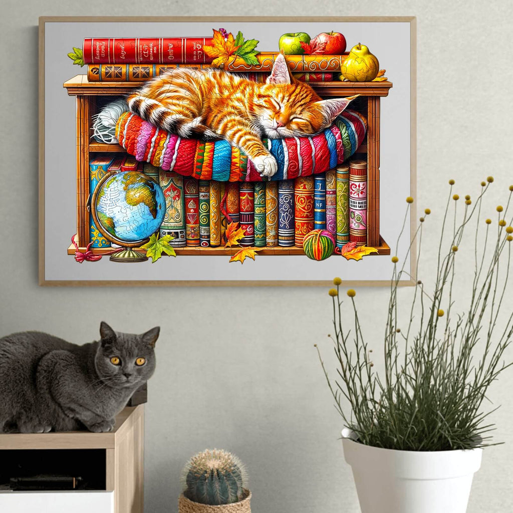Dreamy Tabby Cat-1 Wooden Jigsaw Puzzle