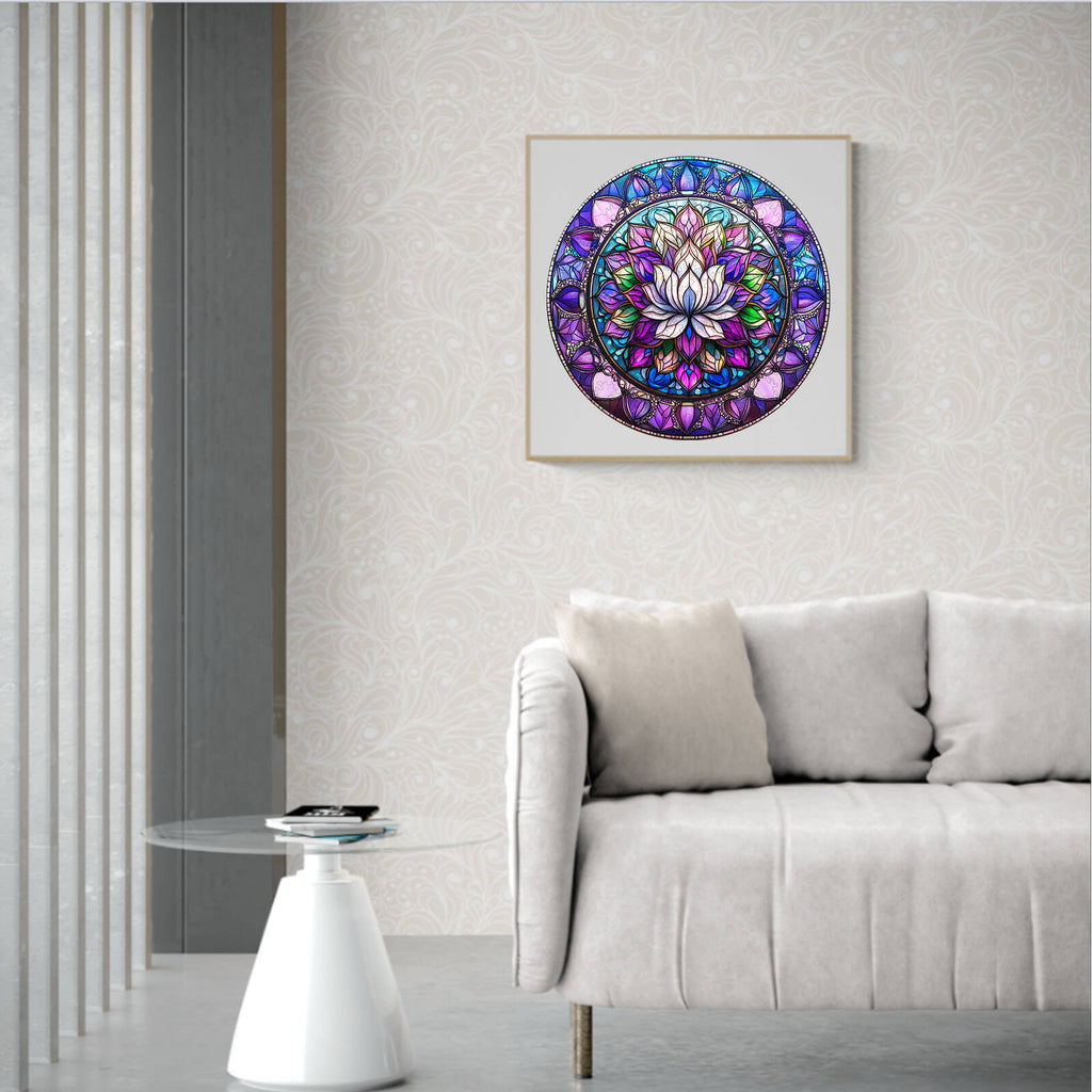 Stained Glass Lotus-2 Wooden Jigsaw Puzzle