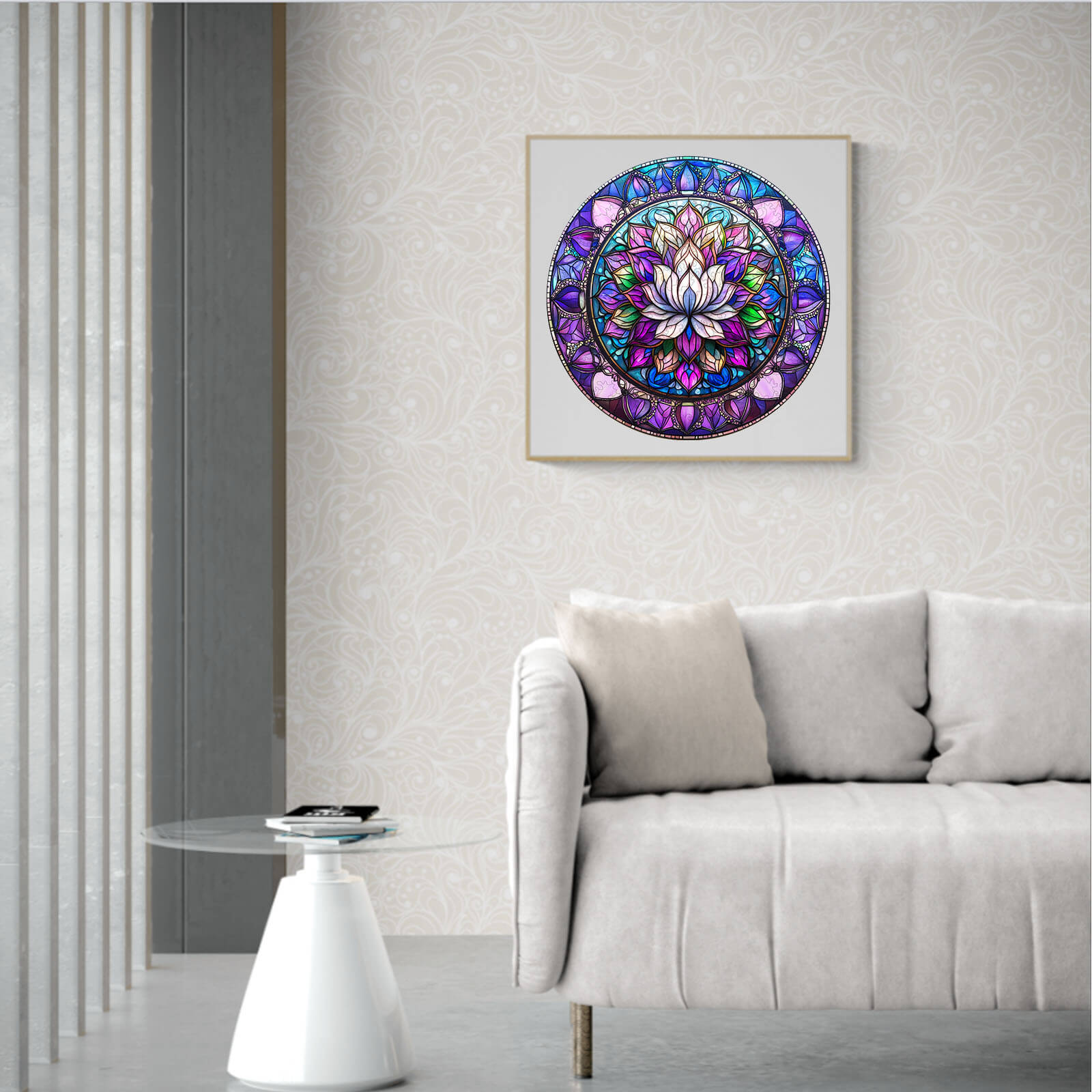 Stained Glass Lotus-2 Wooden Jigsaw Puzzle