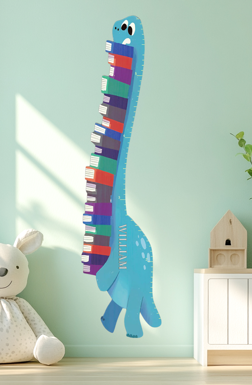 Personalized Wooden Book Dinosaur Growth Chart Ruler