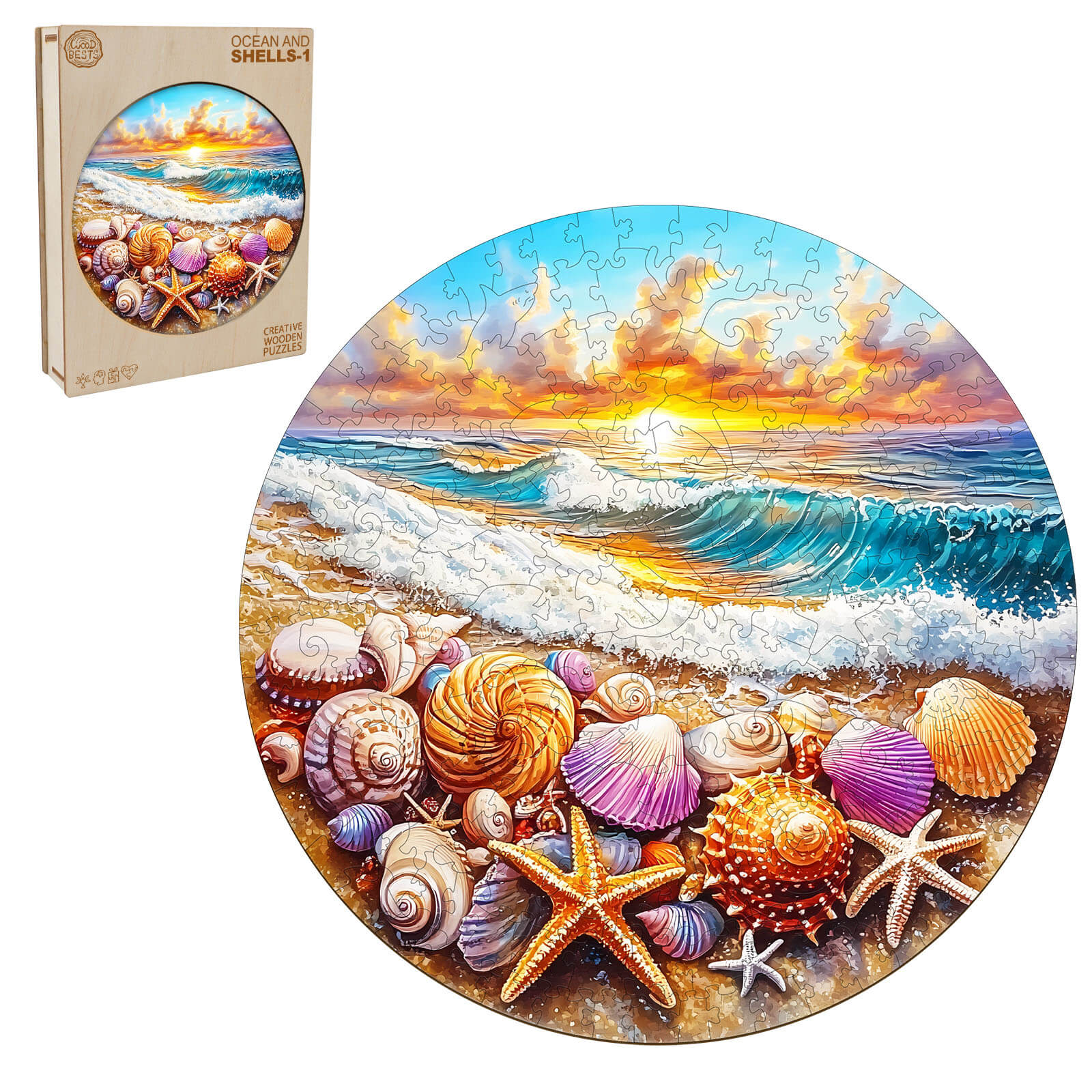 Ocean and Shells-1 Wooden Jigsaw Puzzle