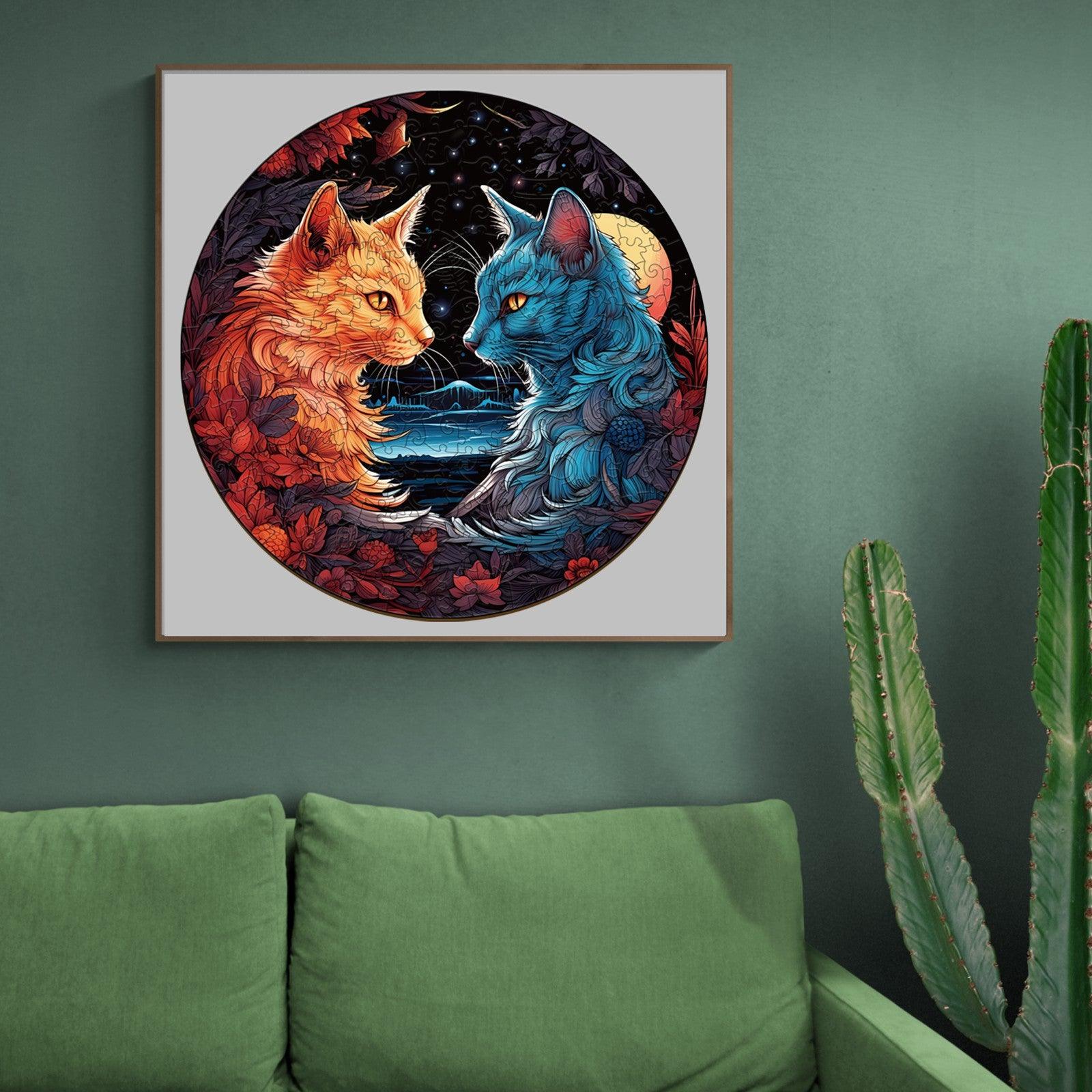 Yin Yang Cat-2 Wooden Jigsaw Puzzle