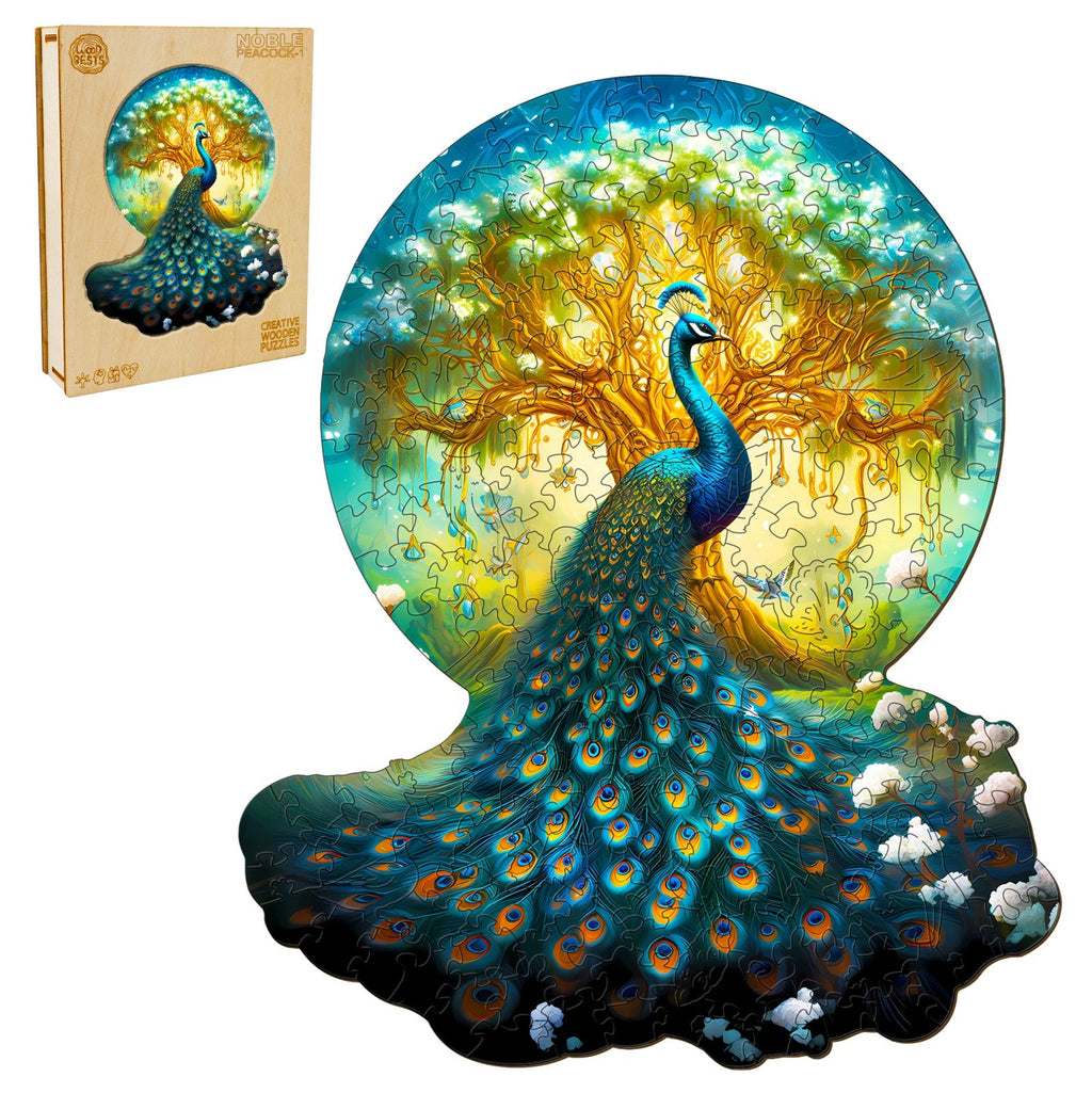 Noble Peacock-1 Wooden Jigsaw Puzzle