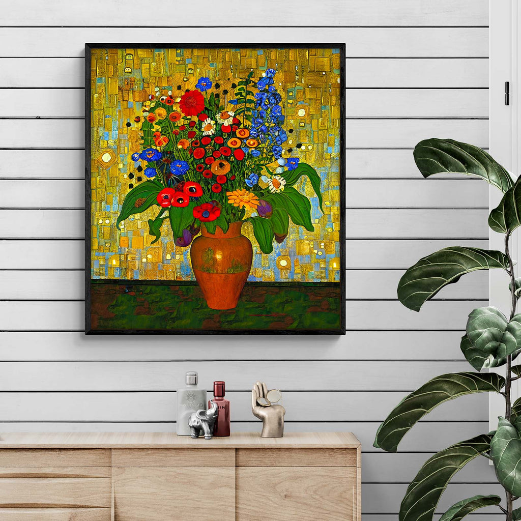 Vase with Delphiniums - By Artist Nicholas John VARDAXIS
