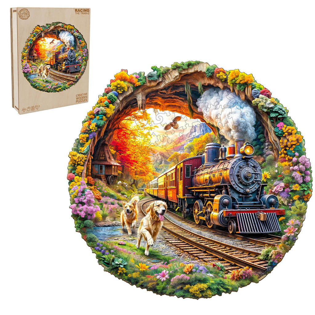 3D Racing the Train-2 Wooden Jigsaw Puzzle