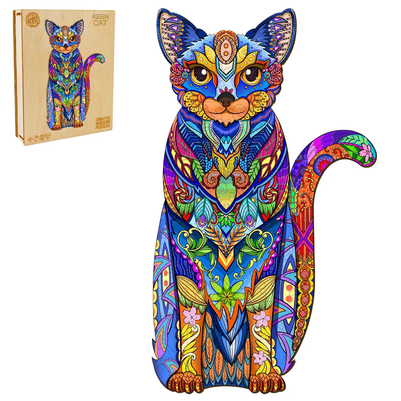 Keen Cat Wooden Jigsaw Puzzle