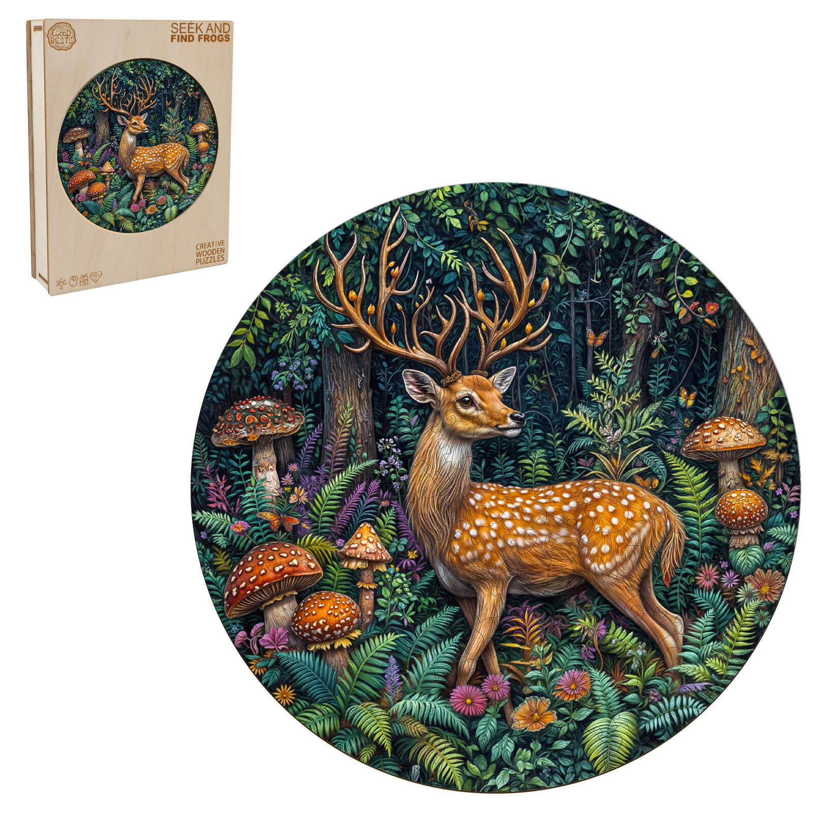 SEEK AND FIND FROGS Wooden Jigsaw Puzzle