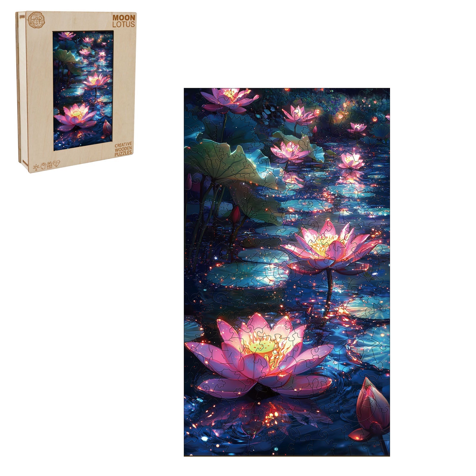 Moon Lotus Wooden Jigsaw Puzzle