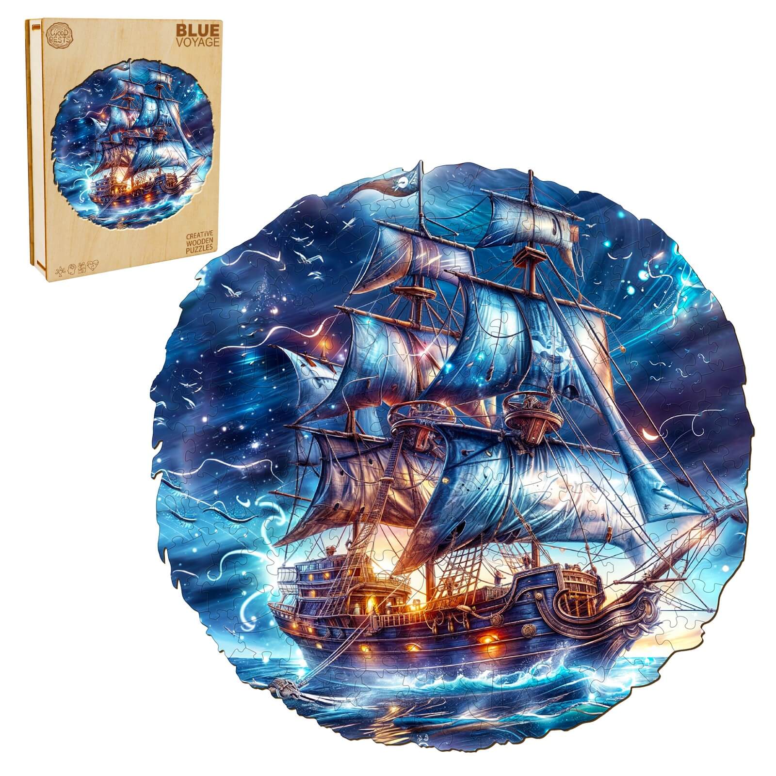Blue Voyage Wooden Jigsaw Puzzle