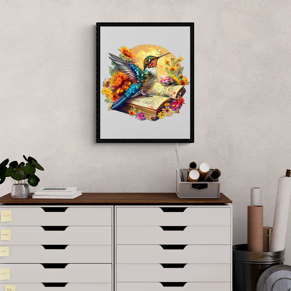 The Hummingbird on book Wooden Jigsaw Puzzle