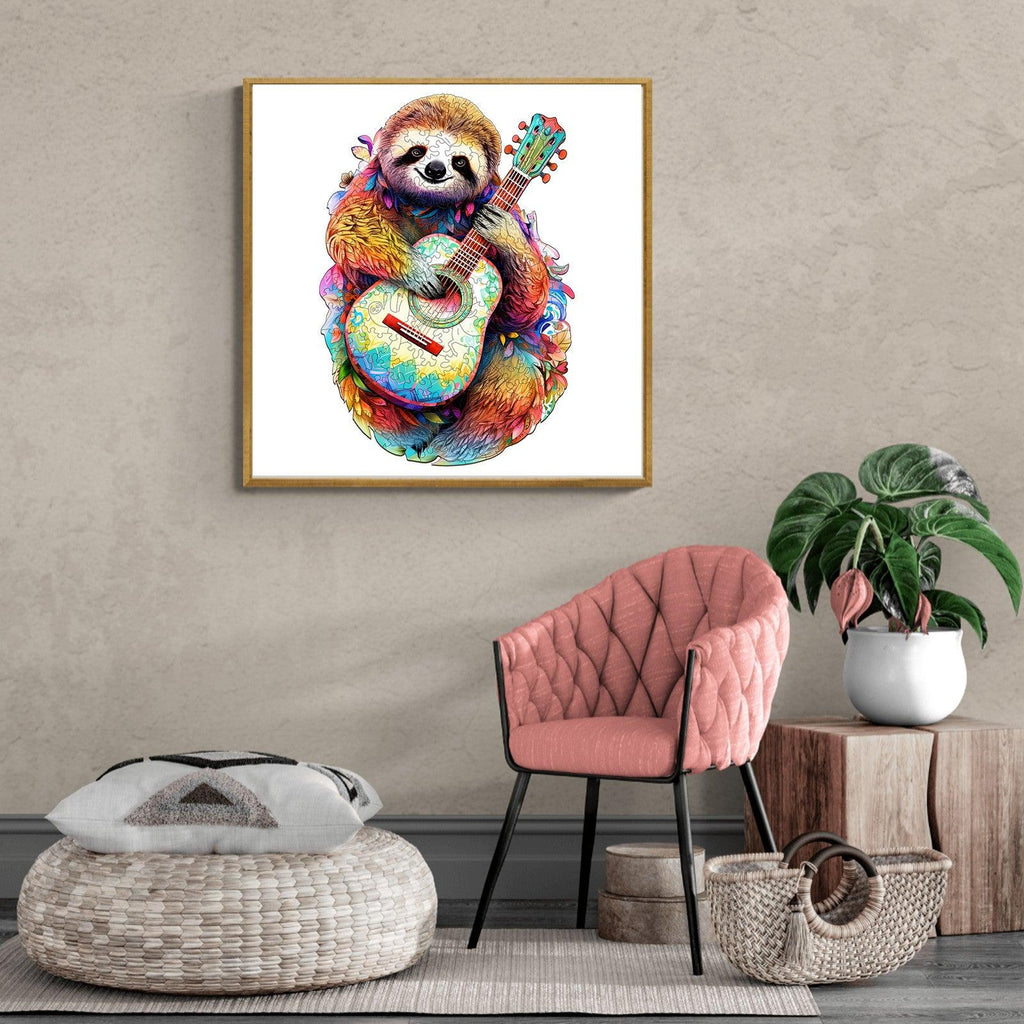 Sloth With Guitar Wooden Jigsaw Puzzle