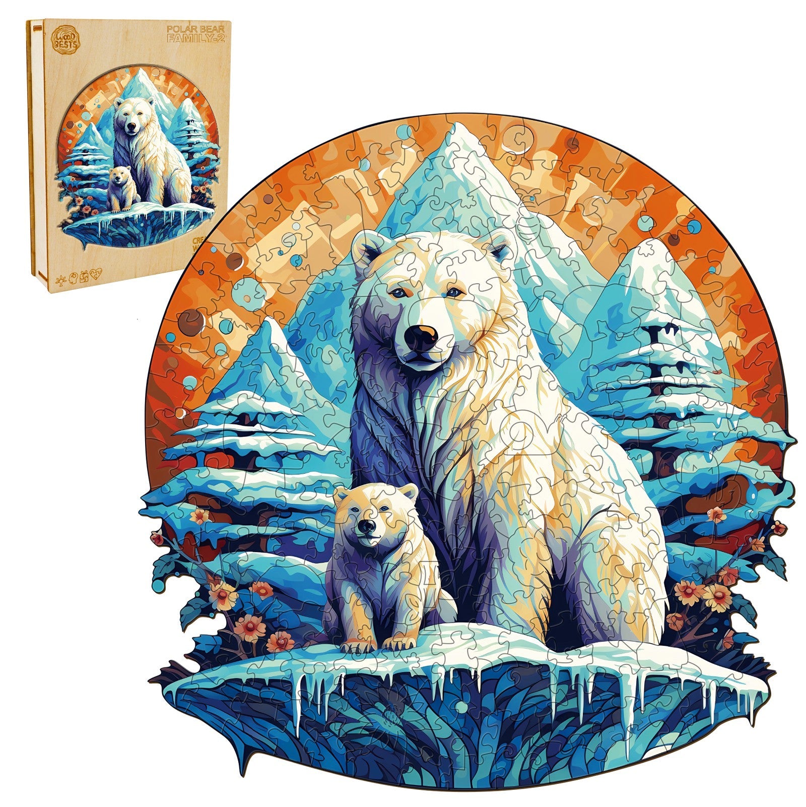 Polor Bear Family-2 Wooden Jigsaw Puzzle