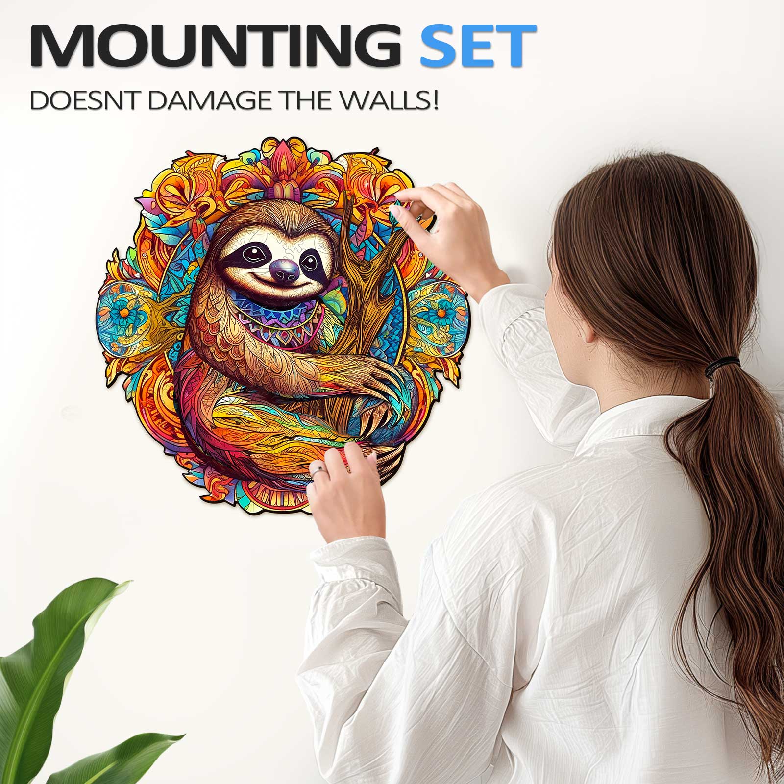Denim Fabric Lion Wooden Jigsaw Puzzle