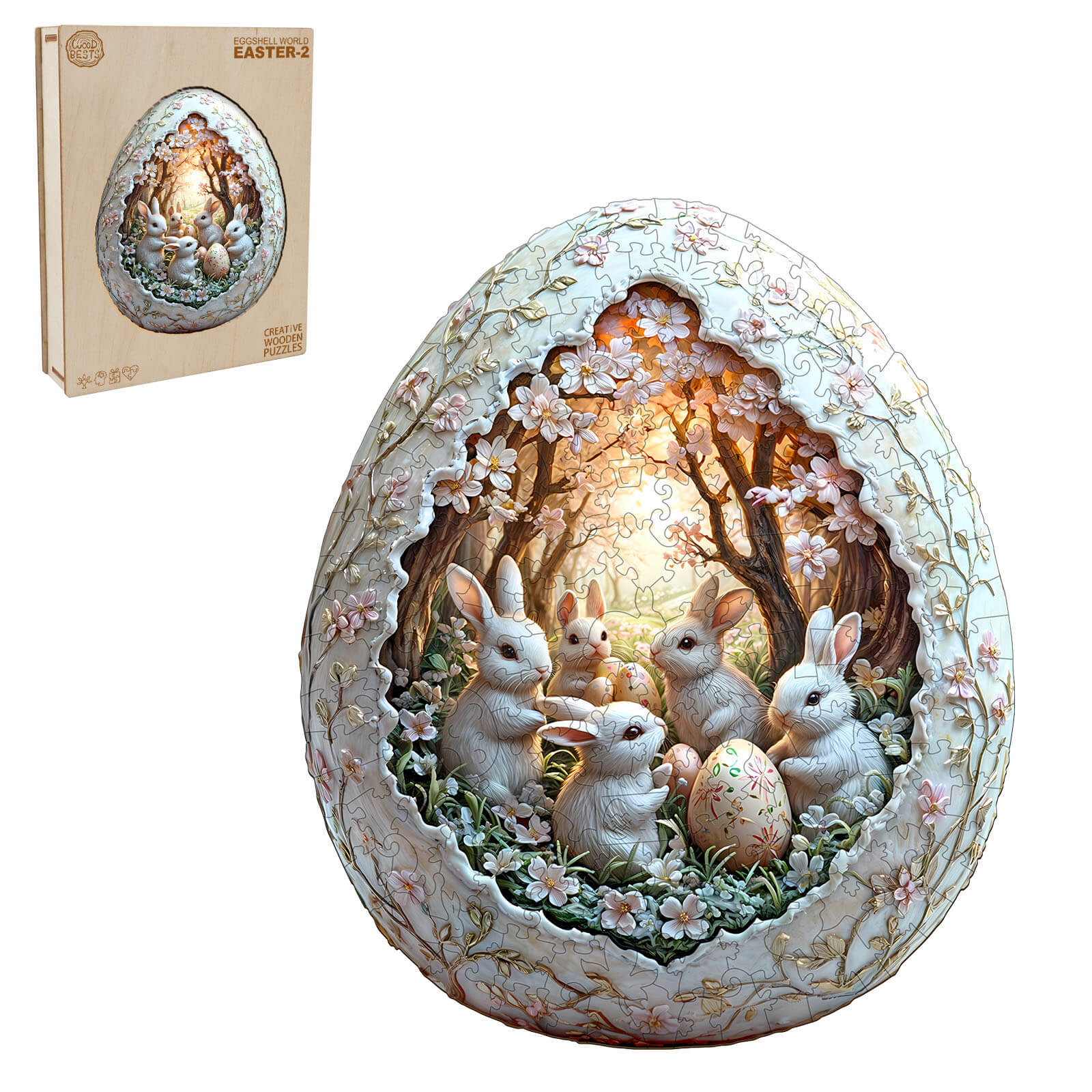 3D Eggshell world Easter-2  Wooden Jigsaw Puzzle