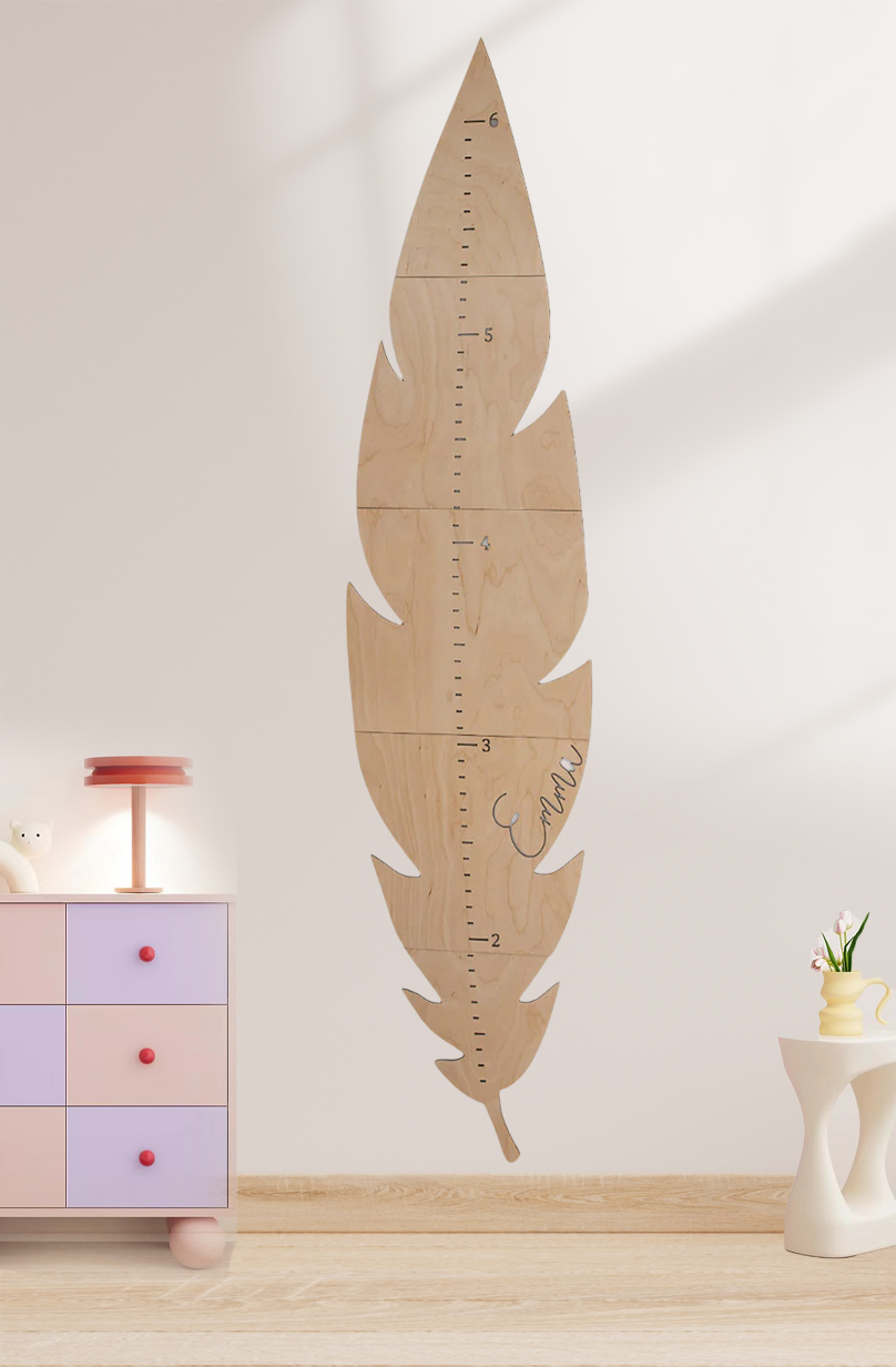 Personalized Wooden Feather Growth Chart