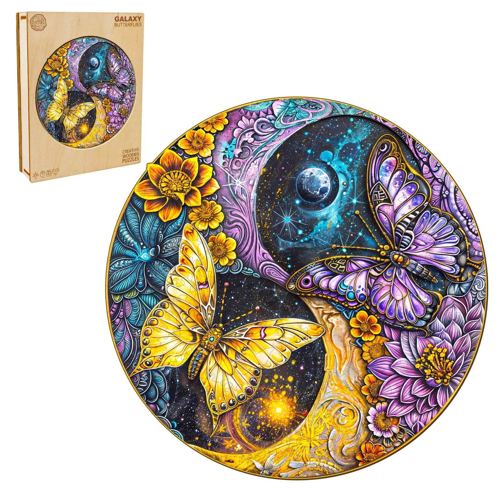 Galaxy Butterflies Wooden Jigsaw Puzzle