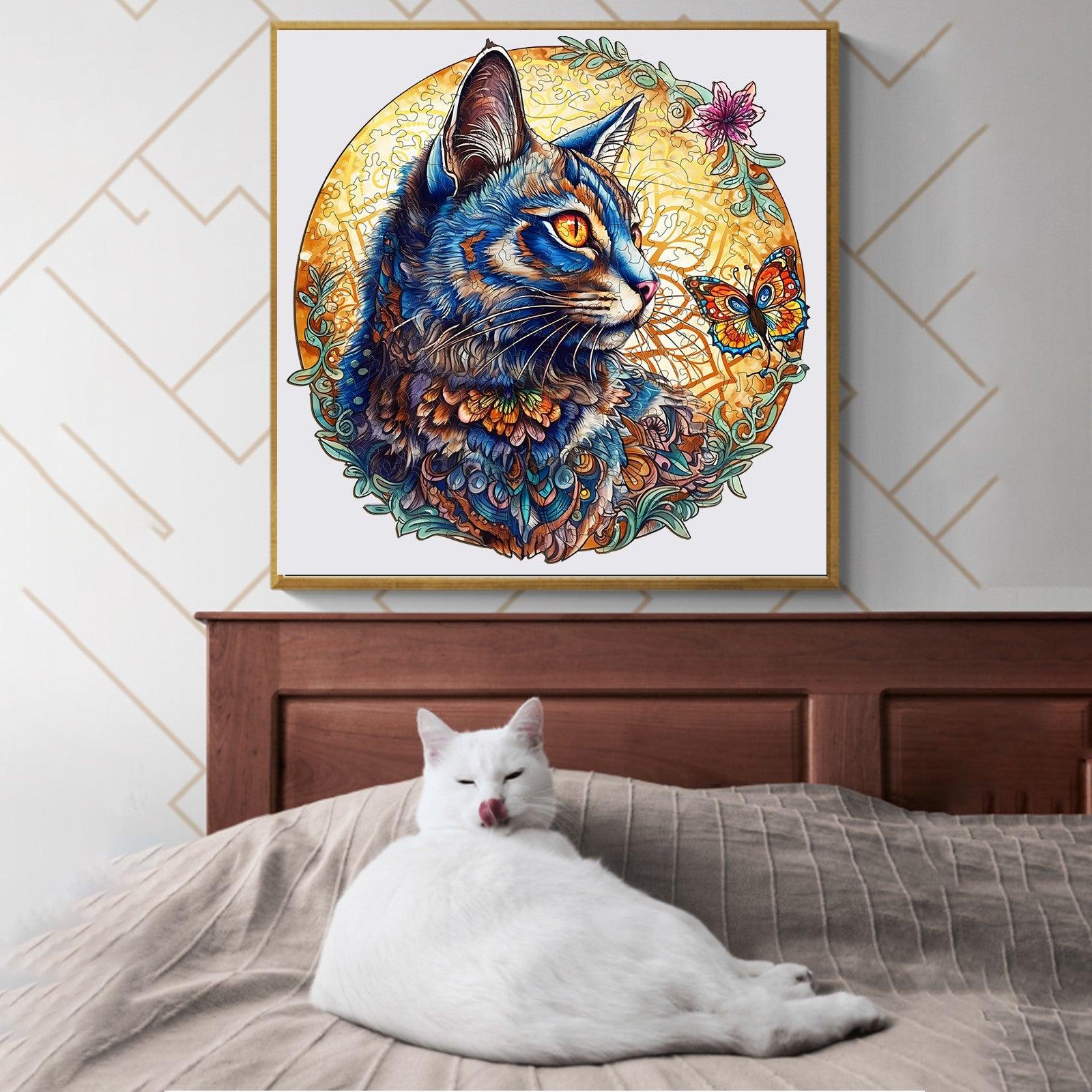 Cat and Butterfly Wooden Jigsaw Puzzle