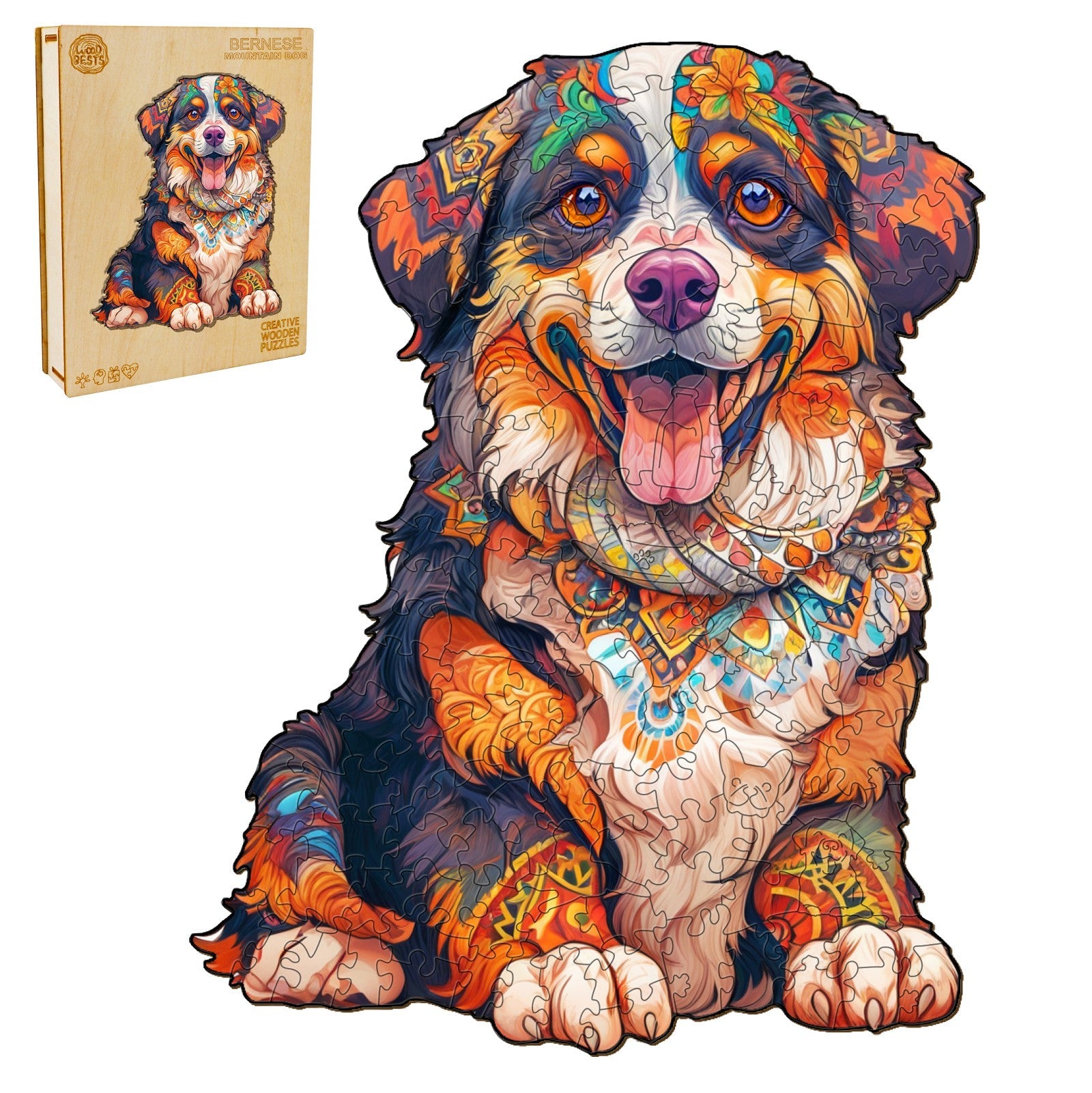 Bernese Mountain Dog Wooden Jigsaw Puzzle