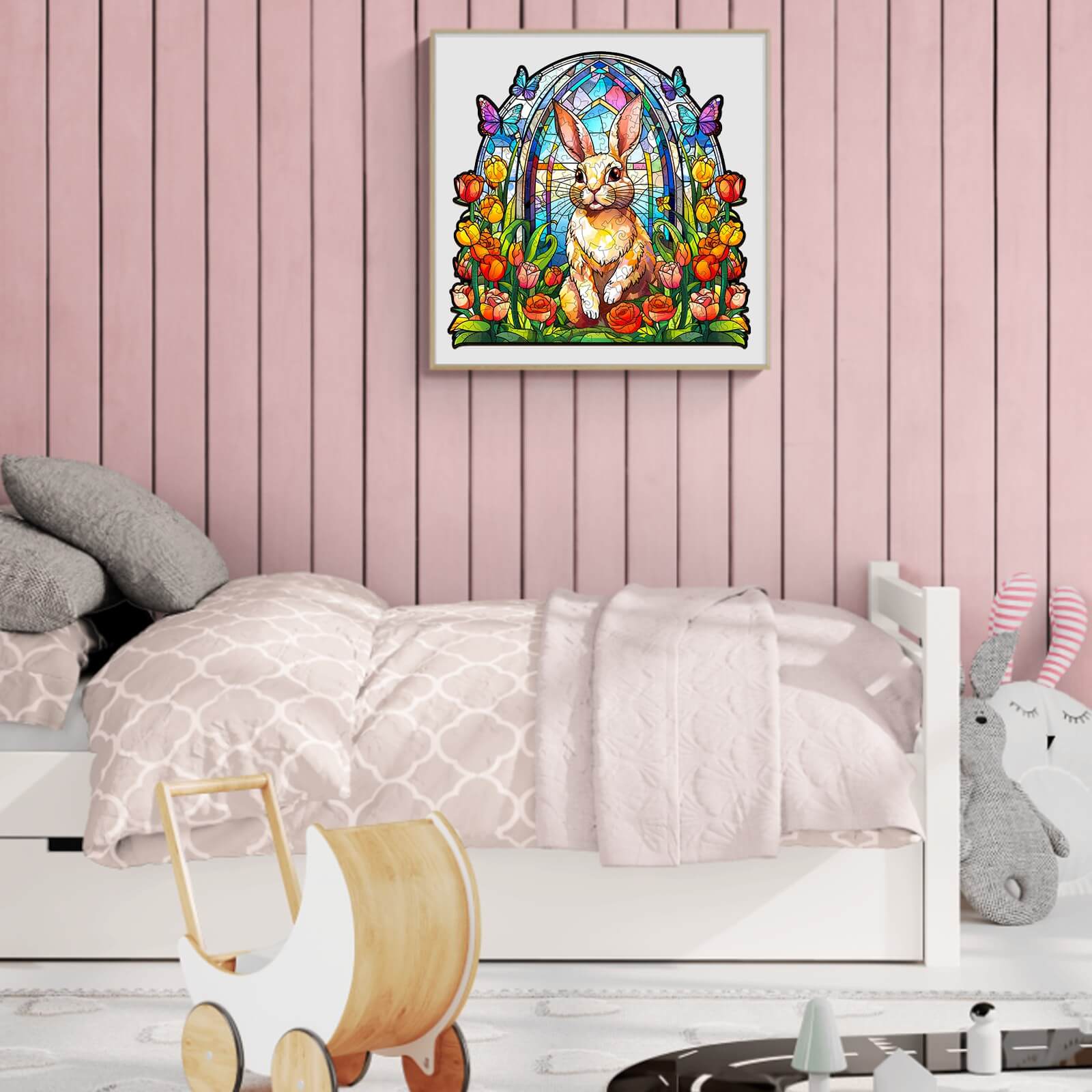 Stained Glass Rabbit Wooden Jigsaw Puzzle