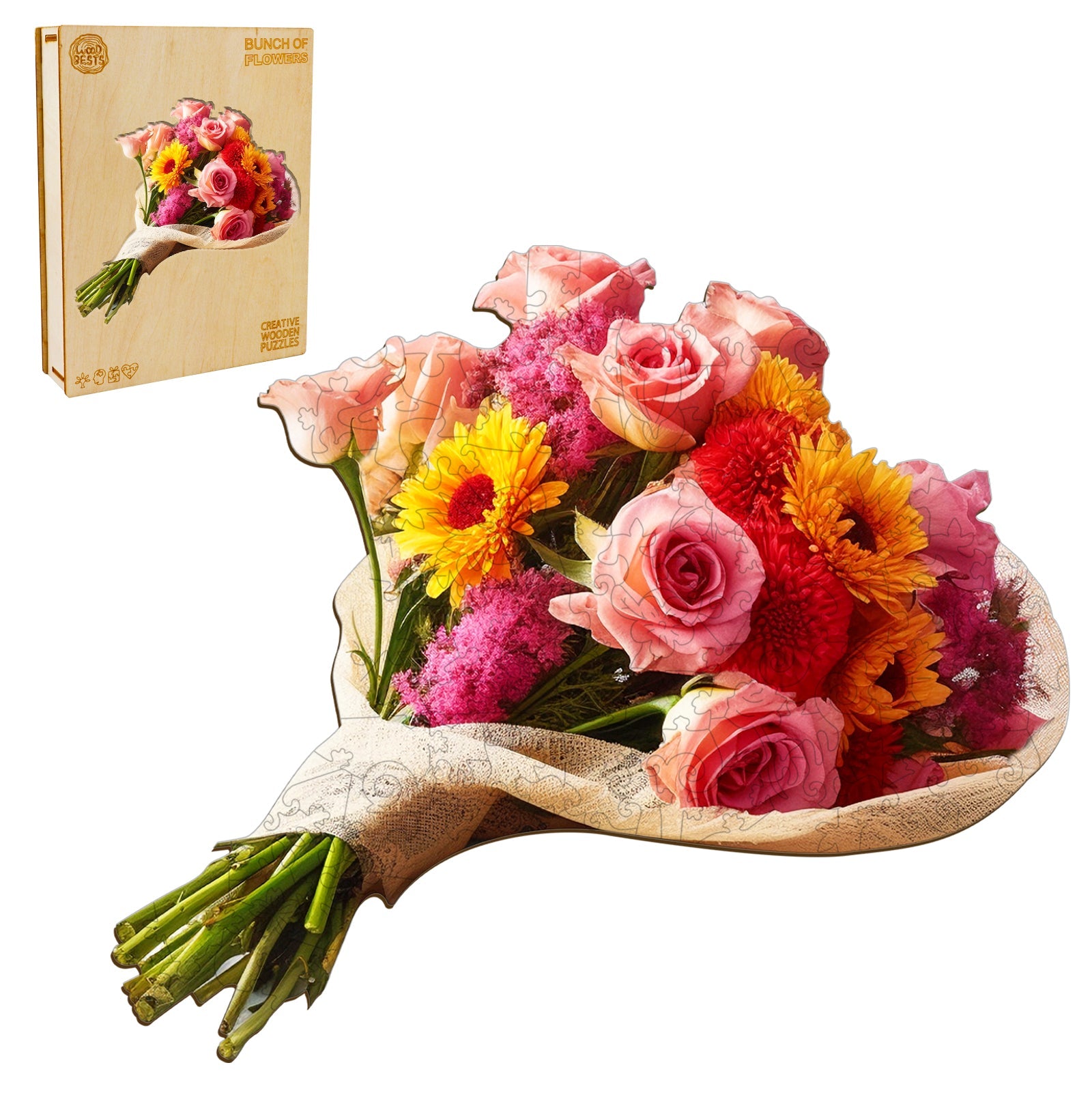 Flowers Bouquet Wooden Jigsaw Puzzle