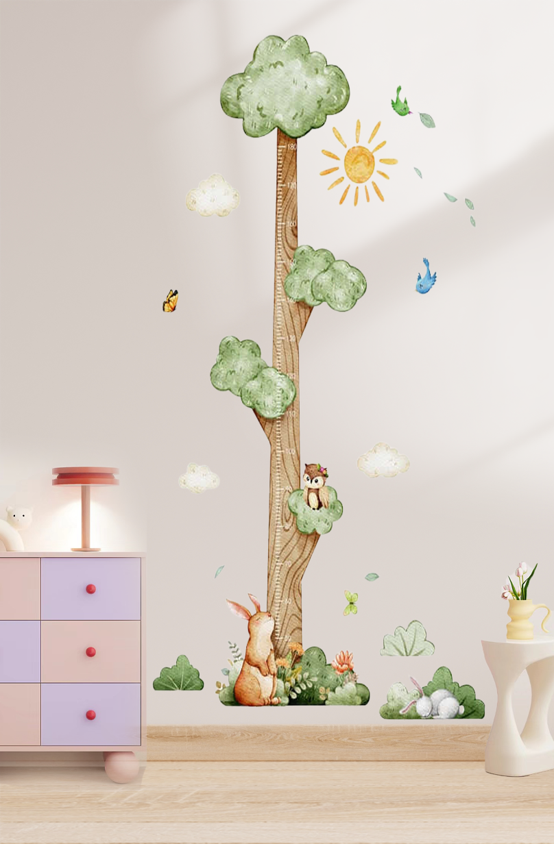 Whimsical Tree Growth Chart Wall Stickers