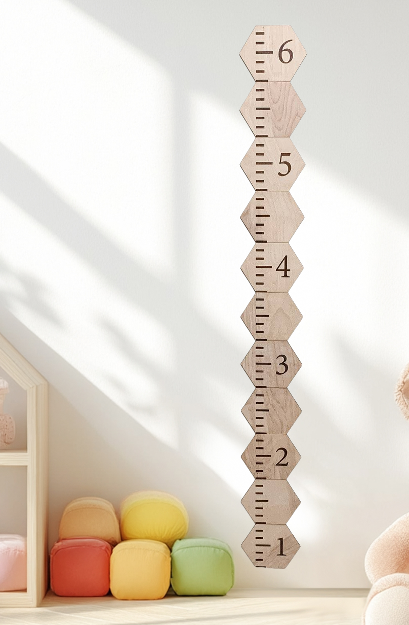 Personalized Wooden Hexagon Puzzles Growth Chart for Kids