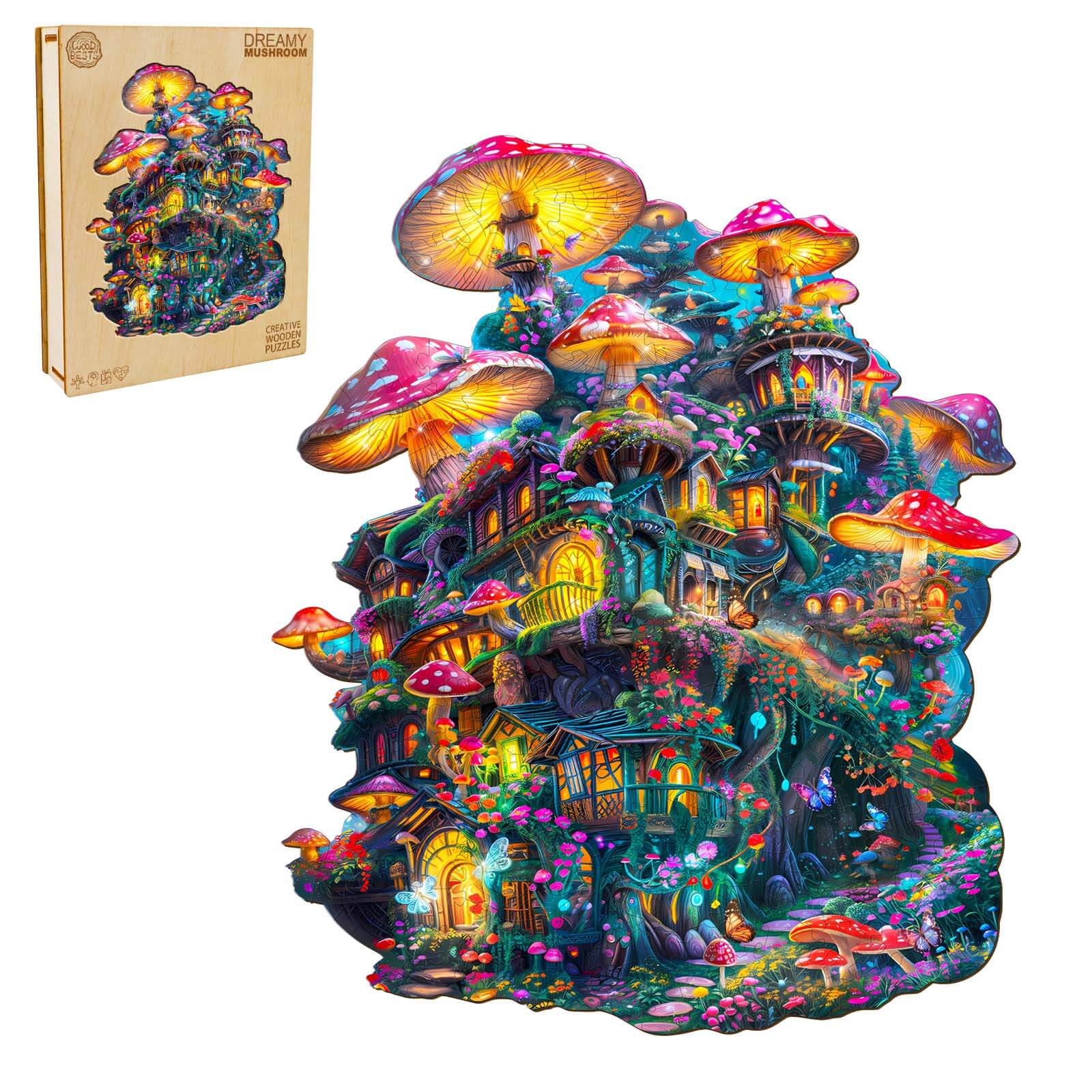 Dreamy Mushroom Wooden Jigsaw Puzzle