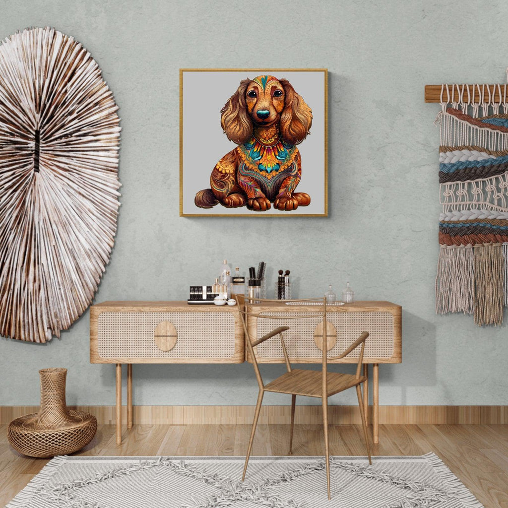 Long-haired Dachshund 2 Wooden Jigsaw Puzzle