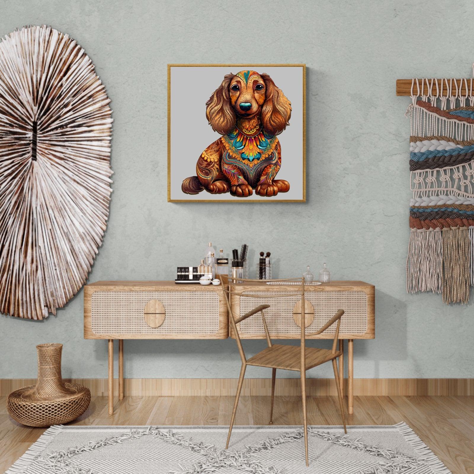 Long-haired Dachshund 2 Wooden Jigsaw Puzzle