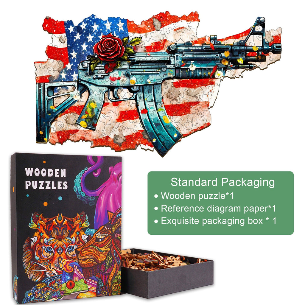 Gun And Rose Wooden Jigsaw Puzzle