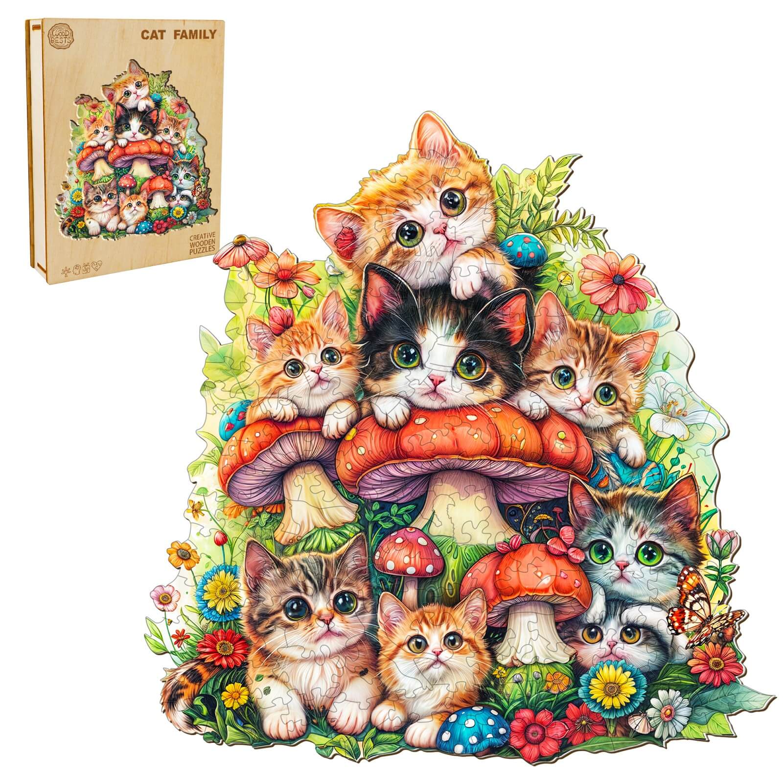 Cat Family Wooden Jigsaw Puzzle