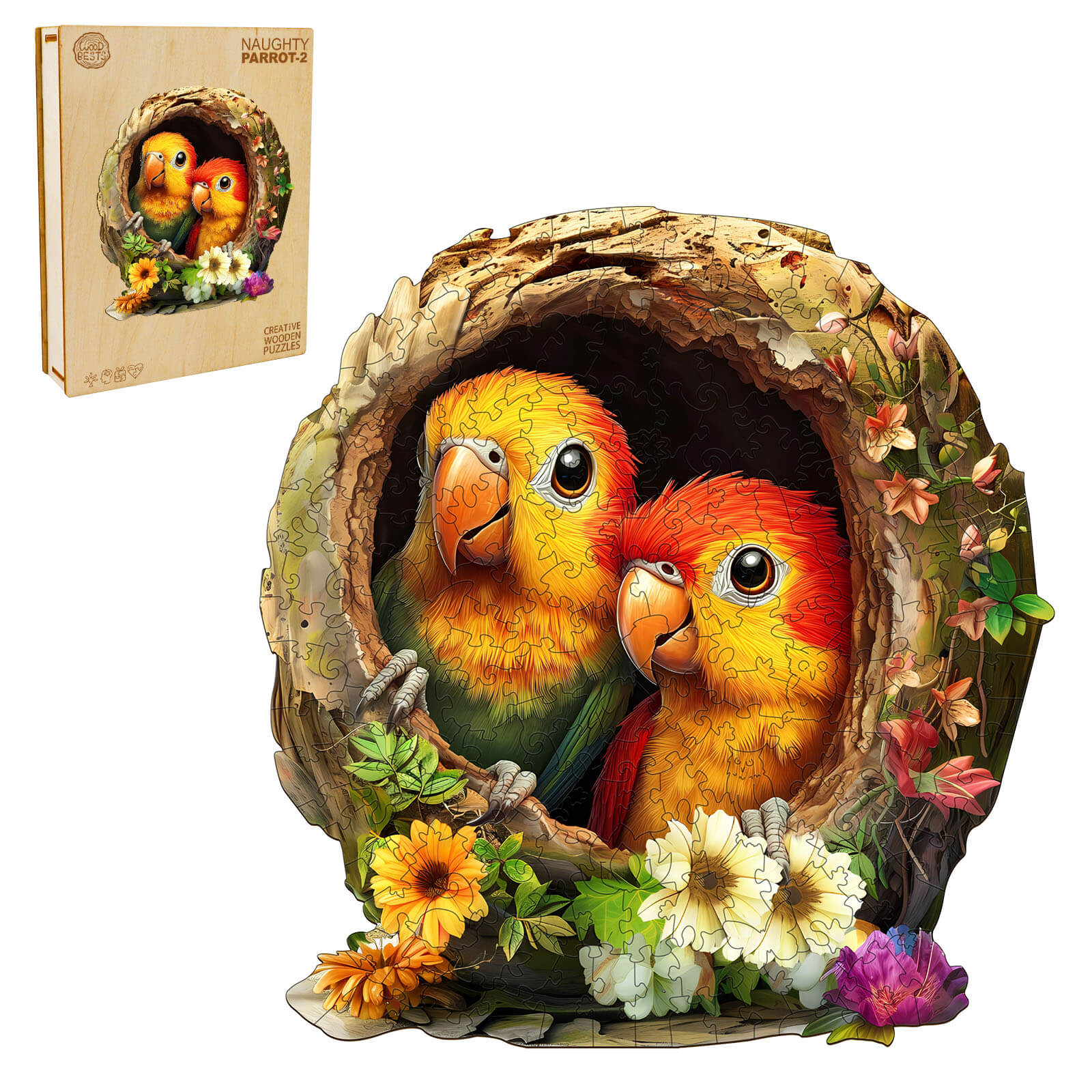 Naughty Parrot-2 Wooden Jigsaw Puzzle