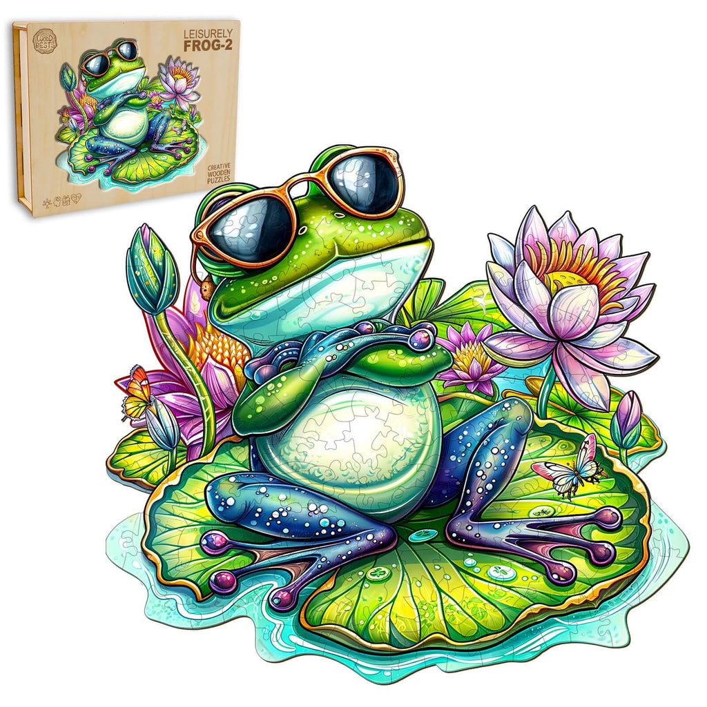 Leisurely Frog-2 Wooden Jigsaw Puzzle