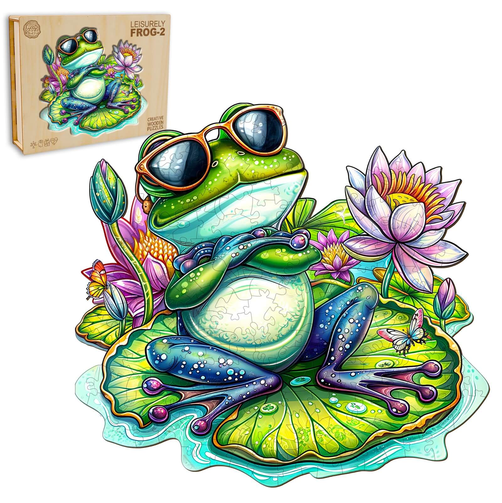 Leisurely Frog-2 Wooden Jigsaw Puzzle