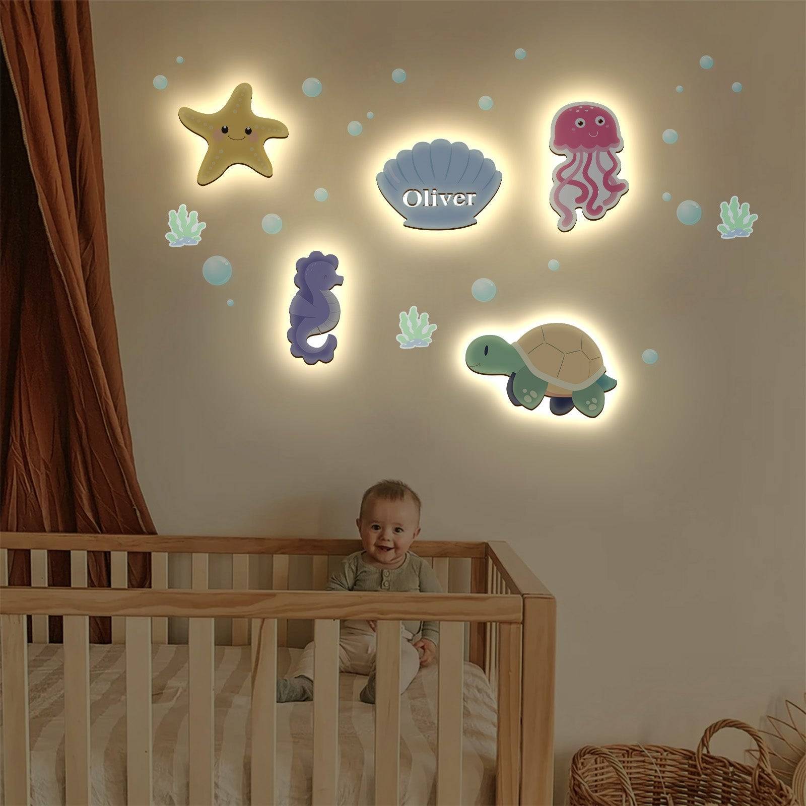 Personalized  Baby's Room Wall Light Marine Theme Set