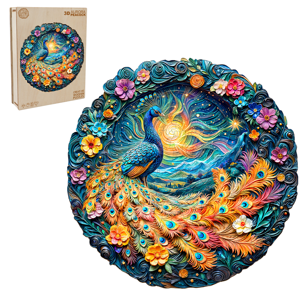 3D Aurora Peacock Wooden Jigsaw Puzzle