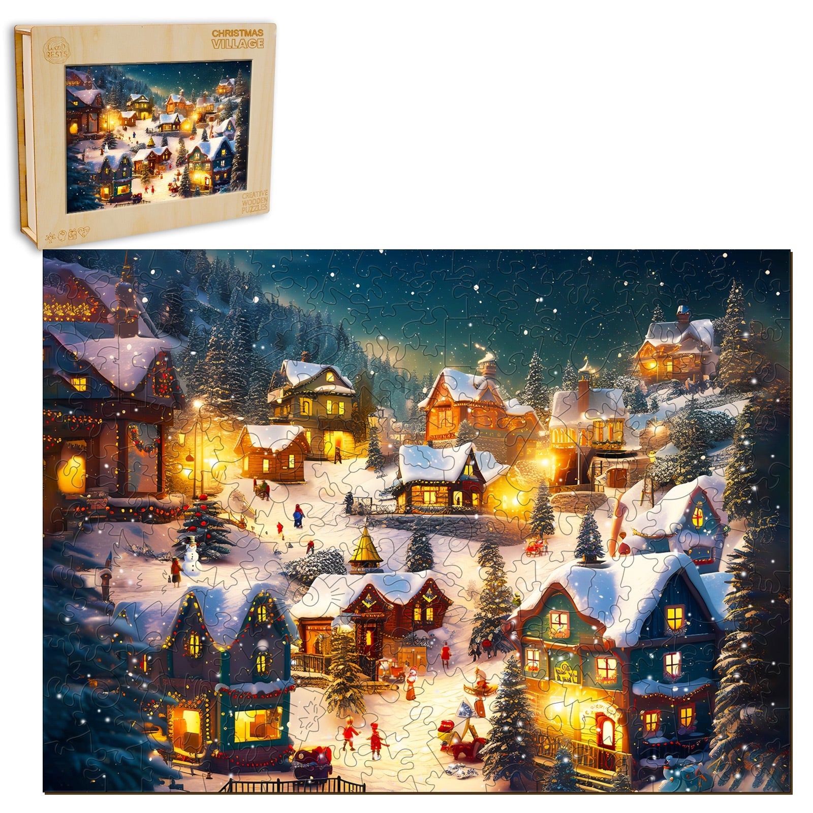 Christmas Village Wooden Jigsaw Puzzle